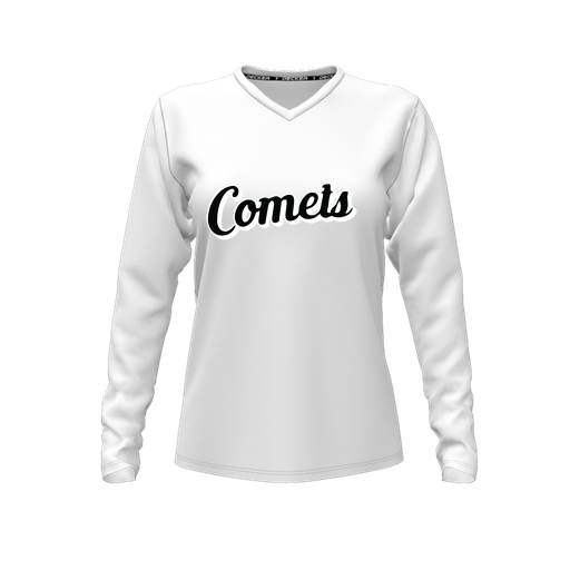 [FTLVCFWH-FYXS-LOGO1] Decker Comfort T-Shirt (Female Youth XS, White, V Neck, Logo 1, Long Sleeve)