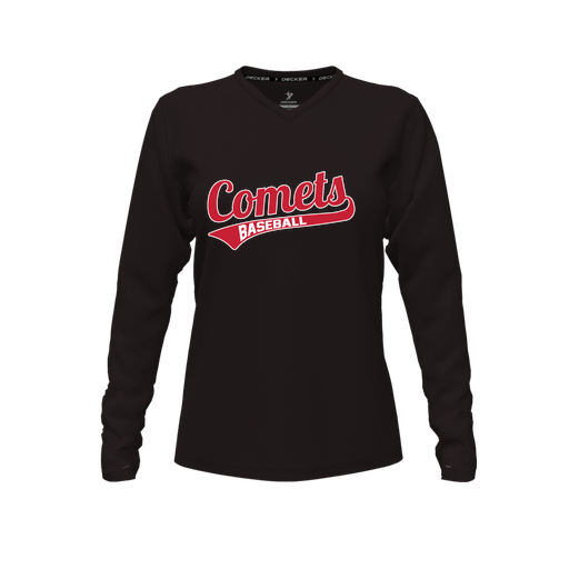 [FTLVPTBK-FYXS-LOGO3] Decker Performance T-Shirt (Female Youth XS, Black, V Neck, Logo 3, Long Sleeve)