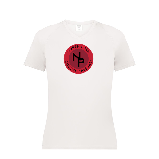 [2792.005.XS-LOGO2] Ladies Smooth Sport V-Neck T-Shirt (Female Adult XS, White, Logo 2)