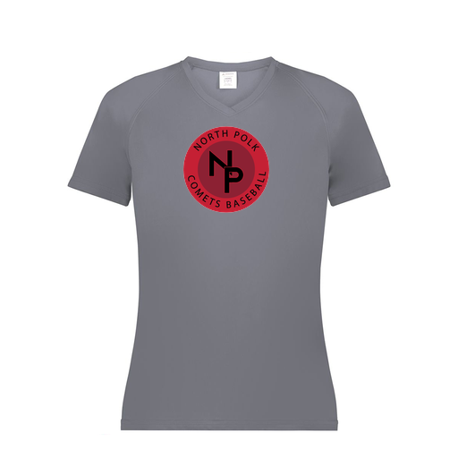 [2792.059.XS-LOGO2] Ladies Smooth Sport V-Neck T-Shirt (Female Adult XS, Gray, Logo 2)