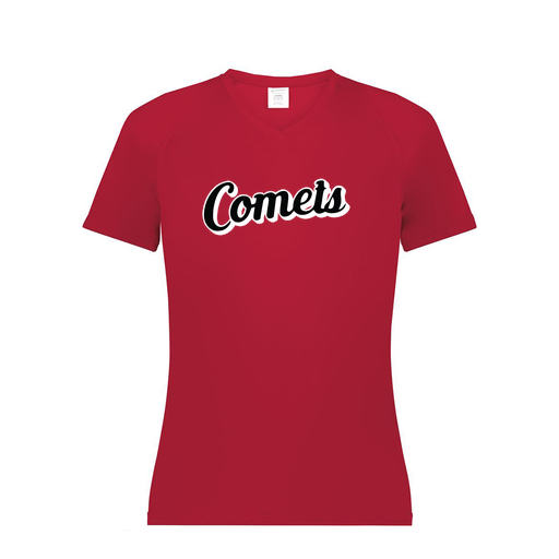 [2792.083.XS-LOGO1] Ladies Smooth Sport V-Neck T-Shirt (Female Adult XS, Red, Logo 1)