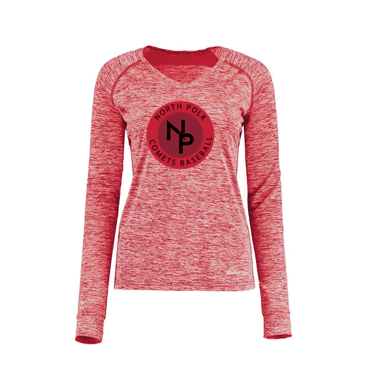 [222770.T20.XS-LOGO2] Ladies Electric Long Sleeve Shirt (Female Adult XS, Red, Logo 2)