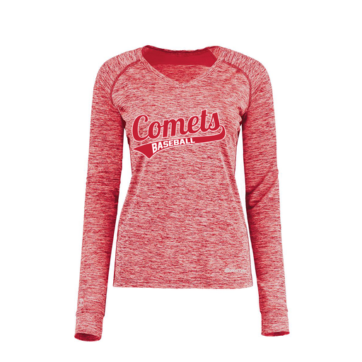 [222770.T20.XS-LOGO3] Ladies Electric Long Sleeve Shirt (Female Adult XS, Red, Logo 3)