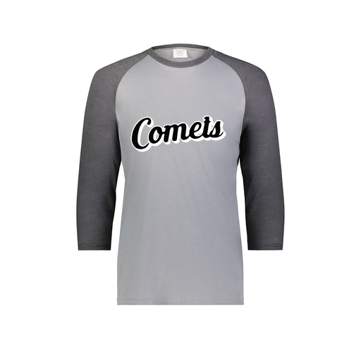 [6879.30V.S-LOGO1] Men's Vintage 3/4 Sleeve T-Shirt (Adult S, Gray, Logo 1)