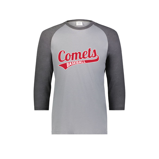 [6879.30V.S-LOGO3] Men's Vintage 3/4 Sleeve T-Shirt (Adult S, Gray, Logo 3)