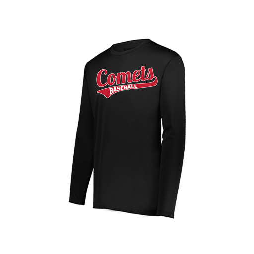 [222823.080.S-LOGO3] Youth LS Smooth Sport Shirt (Youth S, Black, Logo 3)