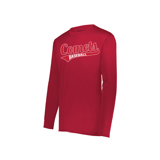 [222823.083.S-LOGO3] Youth LS Smooth Sport Shirt (Youth S, Red, Logo 3)