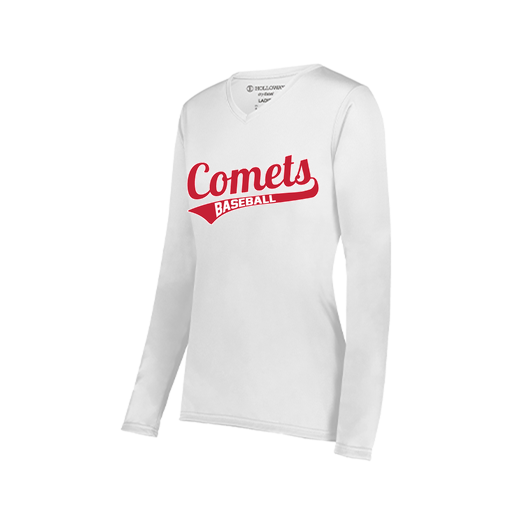 [222824.005.S-LOGO3] Ladies LS Smooth Sport Shirt (Female Adult S, White, Logo 3)